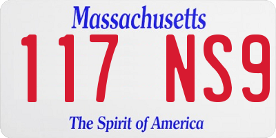 MA license plate 117NS9