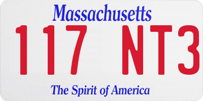 MA license plate 117NT3