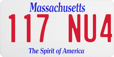 MA license plate 117NU4