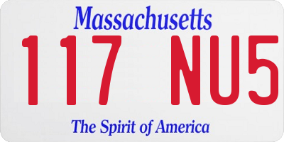 MA license plate 117NU5