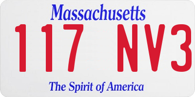 MA license plate 117NV3