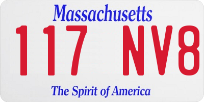 MA license plate 117NV8
