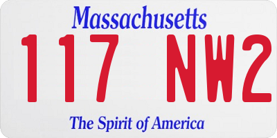 MA license plate 117NW2