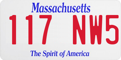 MA license plate 117NW5