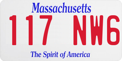 MA license plate 117NW6