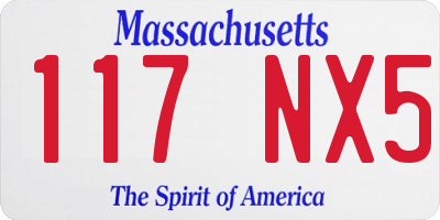 MA license plate 117NX5