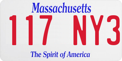 MA license plate 117NY3