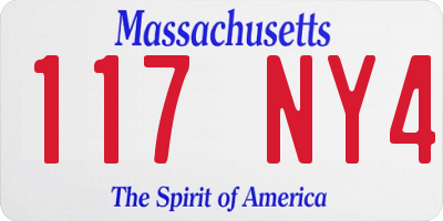 MA license plate 117NY4