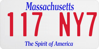 MA license plate 117NY7