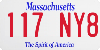 MA license plate 117NY8