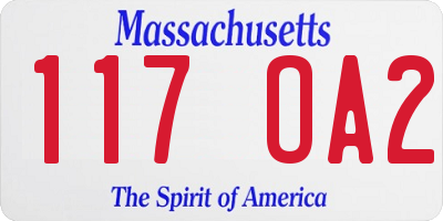 MA license plate 117OA2