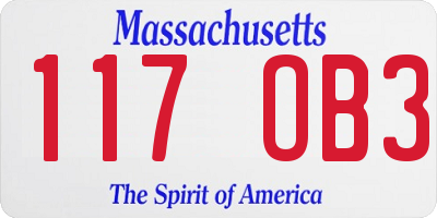 MA license plate 117OB3