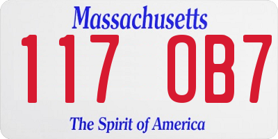 MA license plate 117OB7