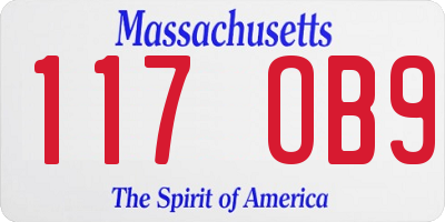 MA license plate 117OB9