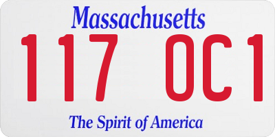 MA license plate 117OC1