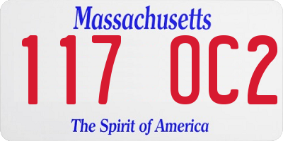 MA license plate 117OC2