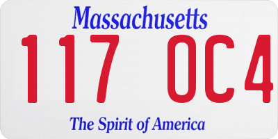 MA license plate 117OC4