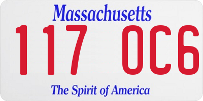 MA license plate 117OC6