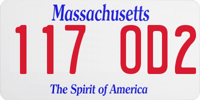 MA license plate 117OD2