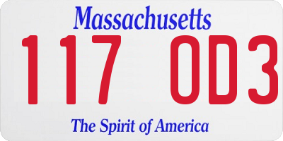MA license plate 117OD3