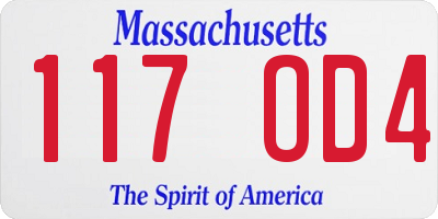 MA license plate 117OD4