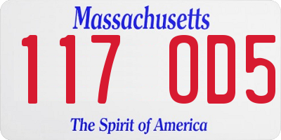 MA license plate 117OD5