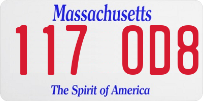 MA license plate 117OD8
