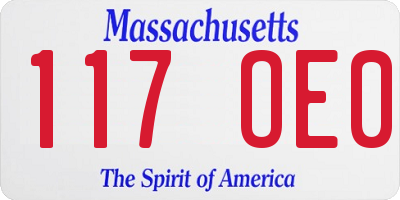 MA license plate 117OE0