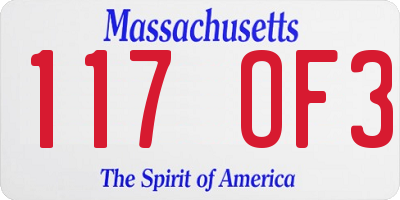 MA license plate 117OF3
