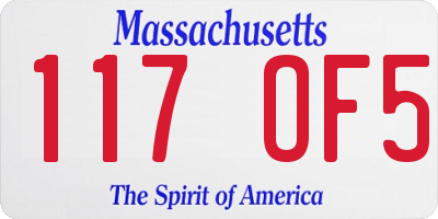 MA license plate 117OF5