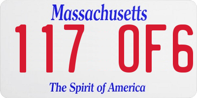 MA license plate 117OF6