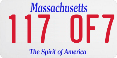 MA license plate 117OF7