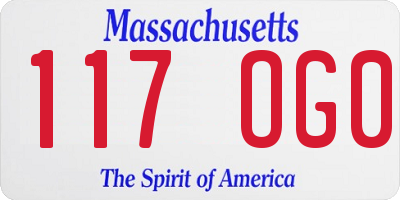 MA license plate 117OG0