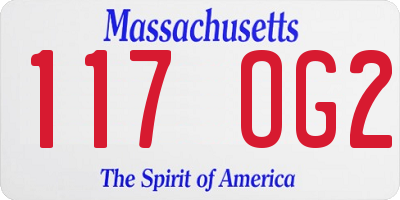 MA license plate 117OG2
