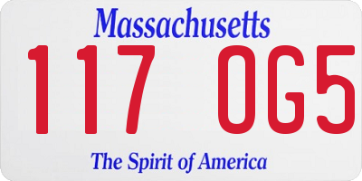 MA license plate 117OG5