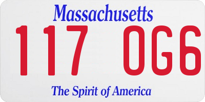 MA license plate 117OG6