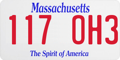 MA license plate 117OH3