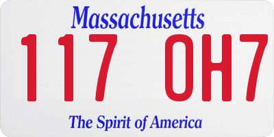 MA license plate 117OH7