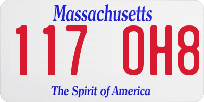 MA license plate 117OH8