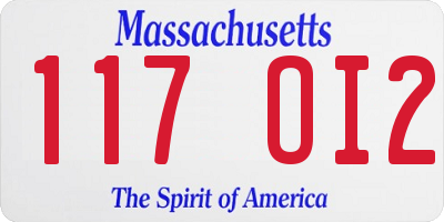 MA license plate 117OI2