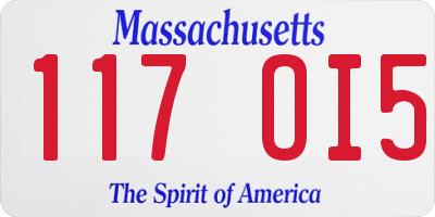 MA license plate 117OI5
