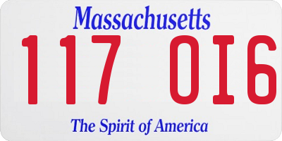 MA license plate 117OI6