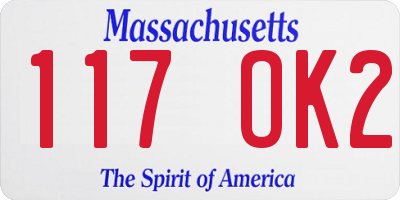 MA license plate 117OK2