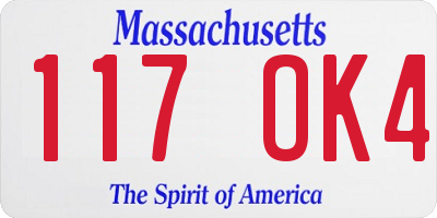 MA license plate 117OK4
