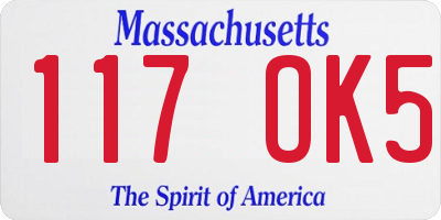 MA license plate 117OK5