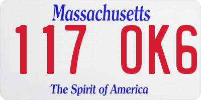 MA license plate 117OK6