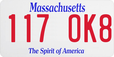 MA license plate 117OK8