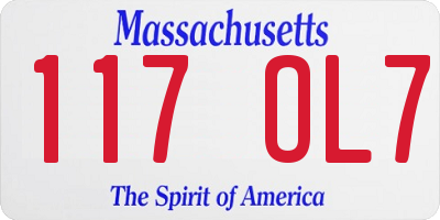 MA license plate 117OL7