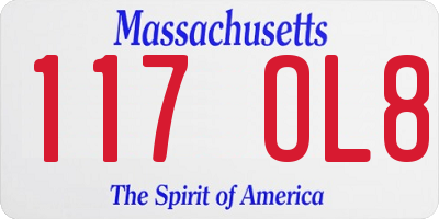 MA license plate 117OL8