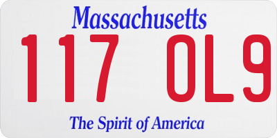 MA license plate 117OL9